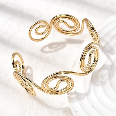 304 Stainless Steel Cuff Bangles for Women BJEW-Z150-01G-01-1