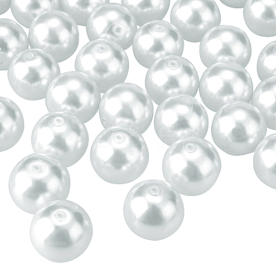 1 Box 10mm White Tiny Satin Luster Glass Pearl Beads Round Loose Beads for Jewelry Making HY-PH0001-10mm-001-1