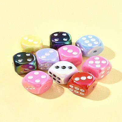 10Pcs UV Plating Rainbow Iridescent Acrylic Enamel Beads SACR-FS0001-32-1