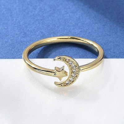 Adjustable Brass Micro Pave Clear Cubic Zirconia Cuff Rings ZIRC-Z002-09G-1