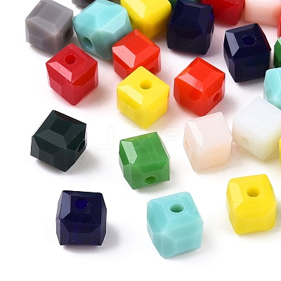 Opaque Color Faceted Glass Beads GLAA-E047-02B-1