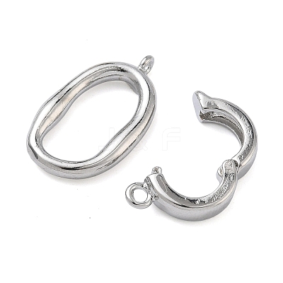 Oval Brass Fold Over Clasps KK-Z143-20P-1