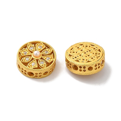 Rack Plating Hollow Brass Cubic Zirconia Beads KK-K381-21D-MG-1