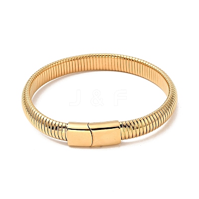 Ion Plating(IP) 304 Stainless Steel Stretch Flat Snake Chain Bracelet with Magnetic Clasp for Men Women BJEW-E009-12G-02-1