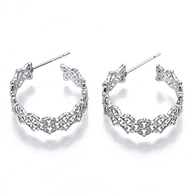 Brass Half Hoop Earrings KK-N232-114P-NF-1