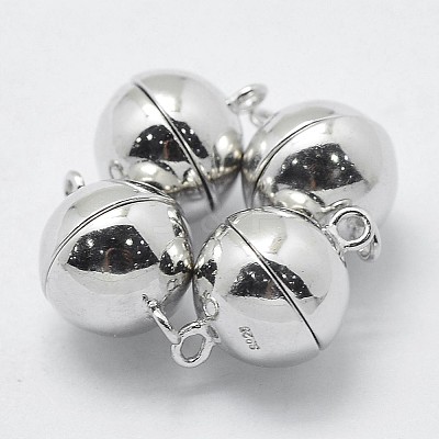 Rhodium Plated 925 Sterling Silver Magnetic Clasps STER-F037-098P-12mm-1