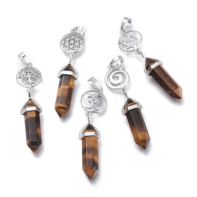 Natural Tiger Eye Pointed Big Pendants G-D0021-01P-23-1