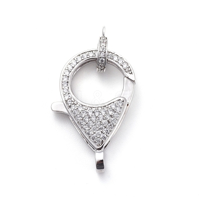 Brass Micro Pave Cubic Zirconia Lobster Claw Clasps ZIRC-K081-95P-02-1