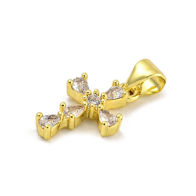 Rack Plating Brass Micro Pave Cubic Zirconia Pendants KK-C074-30G-01-1