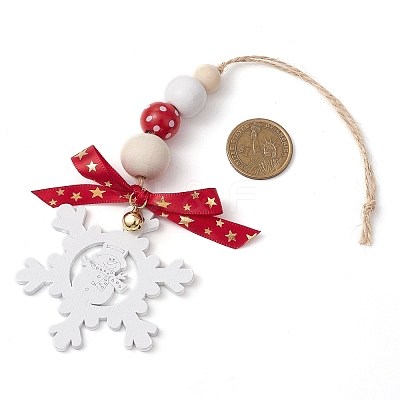 Christmas Snowflake Wood Pendant Decorations X1-HJEW-TA00301-1