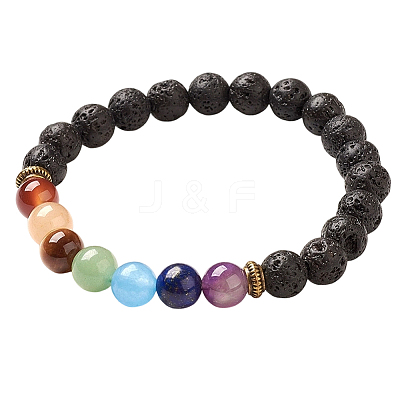 1pc Yoga Chakra Jewelry Stretch Bracelets BJEW-DJ0001-35B-1