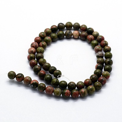 Natural Unakite Beads Strands G-I199-08-8mm-1