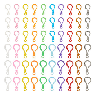 100Pcs 20 Styles Opaque Solid Color Bulb Shaped Plastic Push Gate Snap Keychain Clasp Findings KY-TA0001-58-1