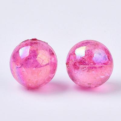 AB Color Transparent Crackle Round Acrylic Beads CACR-S006-06-1