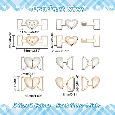 16Pcs 4 Styles Alloy Heart Shaped Buckle FIND-WR0010-54-1