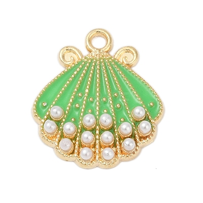 Alloy Enamel Pendants with Plastic Imitation Pearl FIND-Z070-04G-02-1