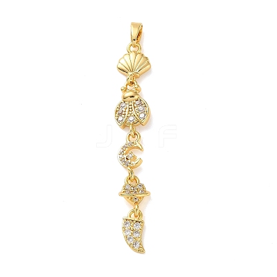 Brass Micro Pave Clear Cubic Zirconia Pendants LS-KK-D101-01A-G-1