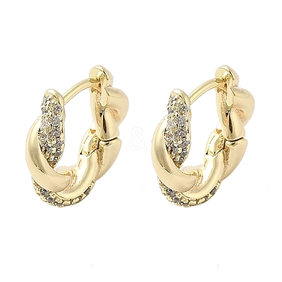 Brass Clear Cubic Zirconia Hoop Earrings EJEW-Q014-29G-1