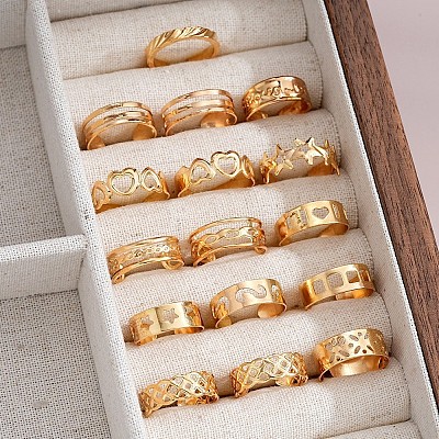 16Pcs 16 Styles Heart Star Alloy Cuff Toe Ring Sets FS-WG5F0D5-02-1