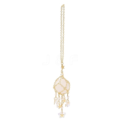 Natural Quartz Crystal with Rack Plating Brass Pendants Decorations AJEW-B023-01G-03-1