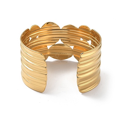 Ion Plating(IP) 304 Stainless Steel Cuff Bangles for Women BJEW-Z078-20G-1