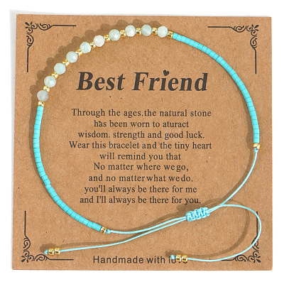 Elegant Natural Gemstone & Glass Seed Round Beads Braided Beaded Bracelets for Women HW1161-5-1