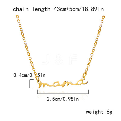 Mother's Day 304 Stainless Steel Word Mama Pendant Necklaces for Women FS-WG8A099-07-1
