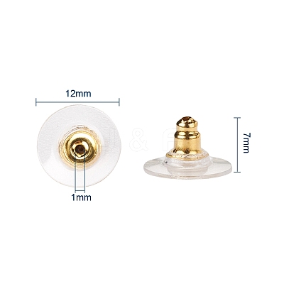 50Pairs Brass Bullet Clutch Bullet Clutch Earring Backs with Pad KK-YW0001-02G-1