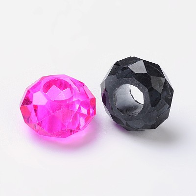 Mixed Color Glass Faceted Rondelle Spacer Large Hole Charms Beads Fit European Bracelets X-GLAA-N0ZTG261-M-1