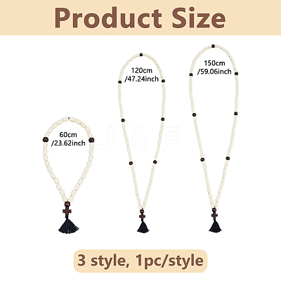 6Pcs 3 Style Natural Wood Bead Necklaces NJEW-DC00017-1
