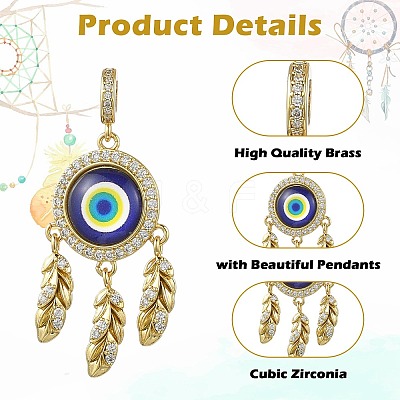 Brass Pave Clear Cubic Zirconia European Dangle Charms KK-CJC0018-08-1