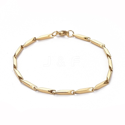 Ion Plating(IP) Unisex 201 Stainless Steel Bar Link Chain Bracelets BJEW-L637-35B-G-1