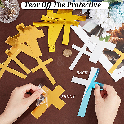 15Pcs 3 Styles Acrylic Mirror Cake Toppers FIND-CN0001-46-1