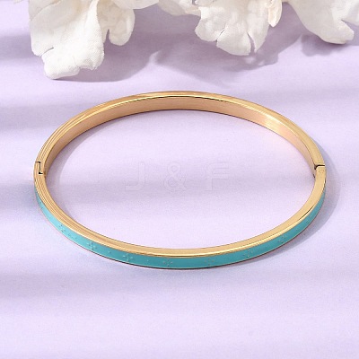 304 Stainless Steel Enamel Hinged Cuff Bangles for Women SA-CBAC920-15G-01C-1