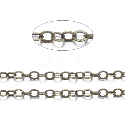 Brass Flat Oval Cable Chains X-CHC025Y-AB-1
