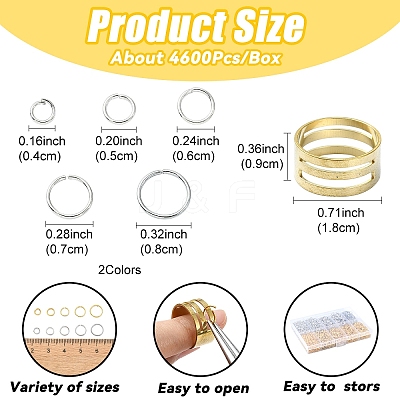 10 Styles Iron Open Jump Rings IFIN-YW0003-60B-1