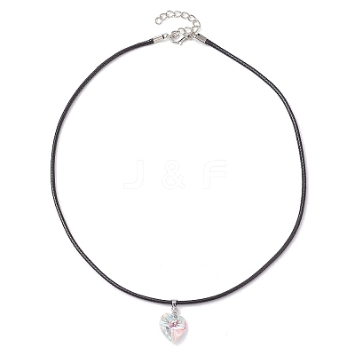 8Pcs 8 Styles Electroplated Glass Heart Flower Moon Pendant Necklaces NJEW-JN05136-1