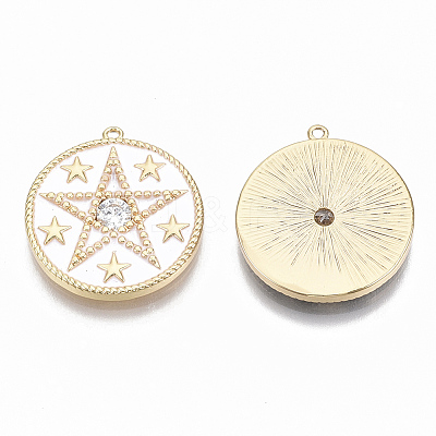 Brass Micro Pave Clear Cubic Zirconia Pendants KK-R126-30-NF-1
