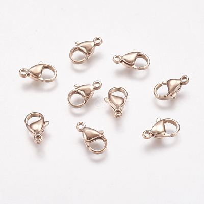 Ion Plating(IP) 304 Stainless Steel Lobster Claw Clasps STAS-P185-12-RG-1