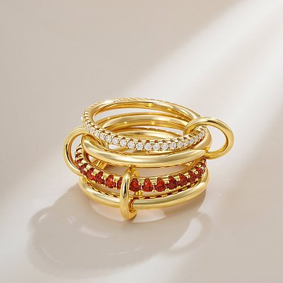 Brass Micro Pave Cubic Zirconia Finger Rings FS-WG6545E-29-1