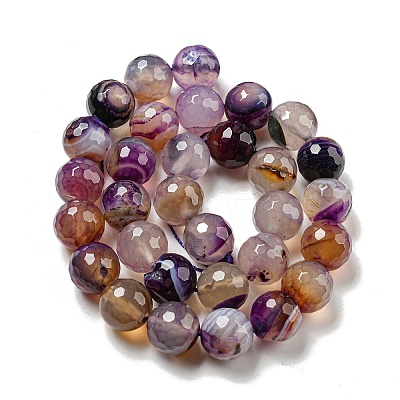 Faceted Natural Banded Agate Beads Strands G-F447-12mm-O07-1
