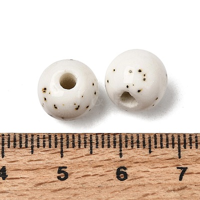 Speckled Round Handmade Ceramic Beads PR-NH0001-02A-1