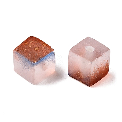 Frosted Glass Beads with Golden Glitter Powder DGLA-NH001-6mm-01G-1