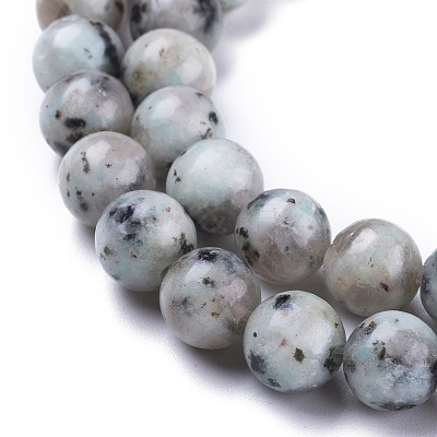 Natural Sesame Jasper/Kiwi Jasper Beads Strands G-K410-05-8mm-1