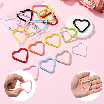 18Pcs 9 Colors Baking Paint Alloy Spring Gate Rings FIND-SC0017-36-1