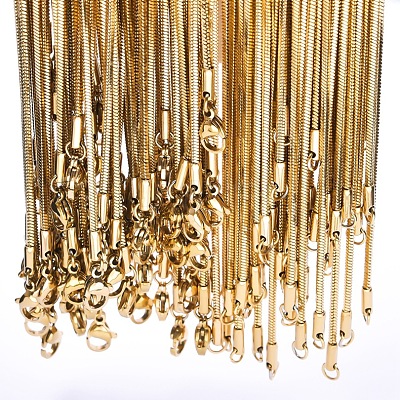 1.5mm 304 Stainless Steel Square Snake Chain Necklaces X-TW4888-1-1