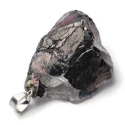Rough Raw Electroplate Natural Crystal Quartz Pendants G-S282-15D-1