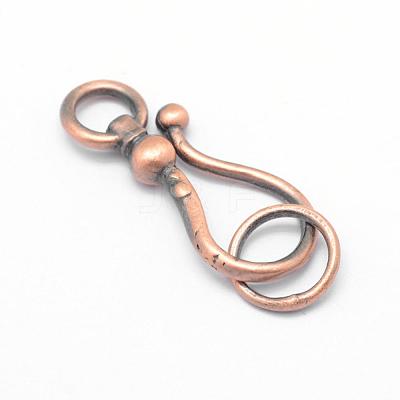 Brass Hook Clasps KK-G323-12R-RS-1
