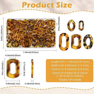 80Pcs 5 Styles Transparent Acrylic Linking Rings OACR-FS0002-74-1