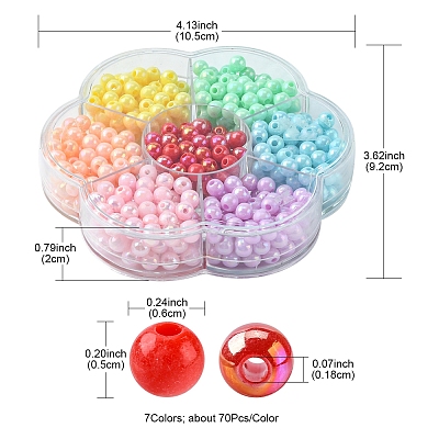 490Pcs 7 Style Opaque Acrylic Beads MACR-YW0002-04-1